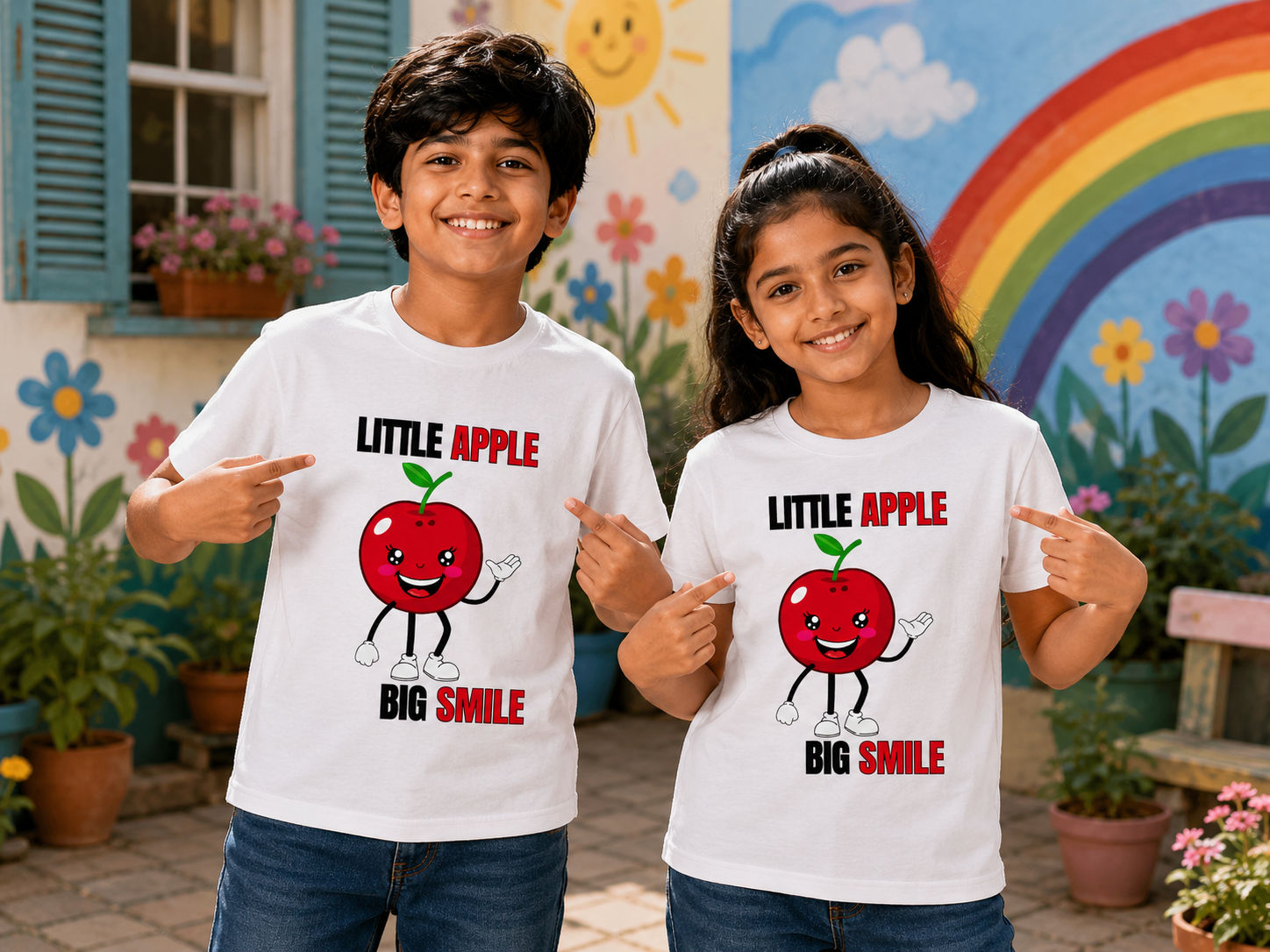 Unisex Crew Neck T-Shirt – Little Apple Big Smile - Image 2