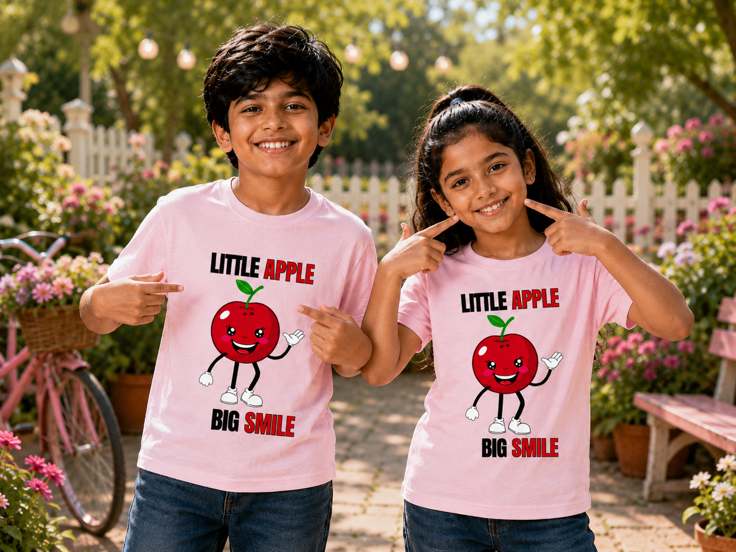 Unisex Crew Neck T-Shirt – Little Apple Big Smile - Image 3