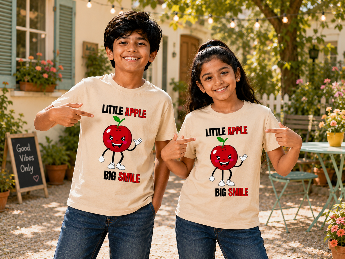 Unisex Crew Neck T-Shirt – Little Apple Big Smile - Image 5