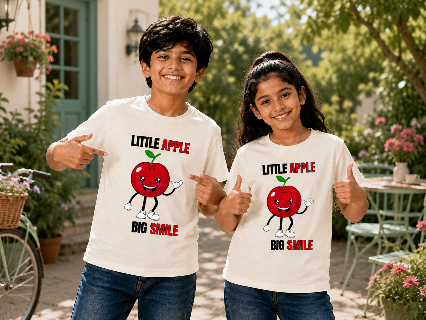 Unisex Crew Neck T-Shirt – Little Apple Big Smile - Image 6