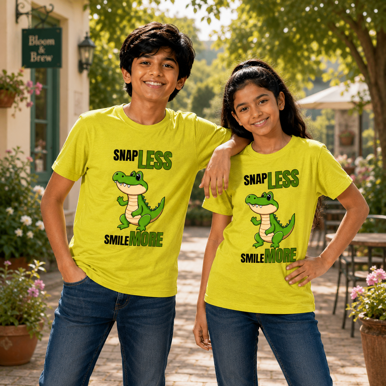 Unisex Crew Neck T-Shirt - Snap Less Smile More - Image 2