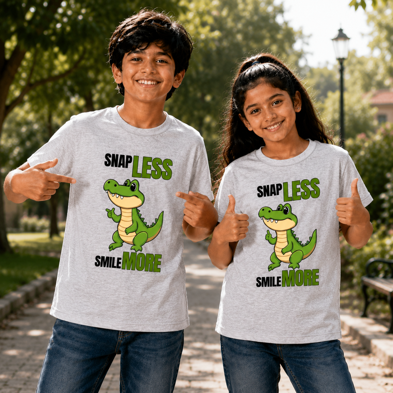 Unisex Crew Neck T-Shirt - Snap Less Smile More - Image 3